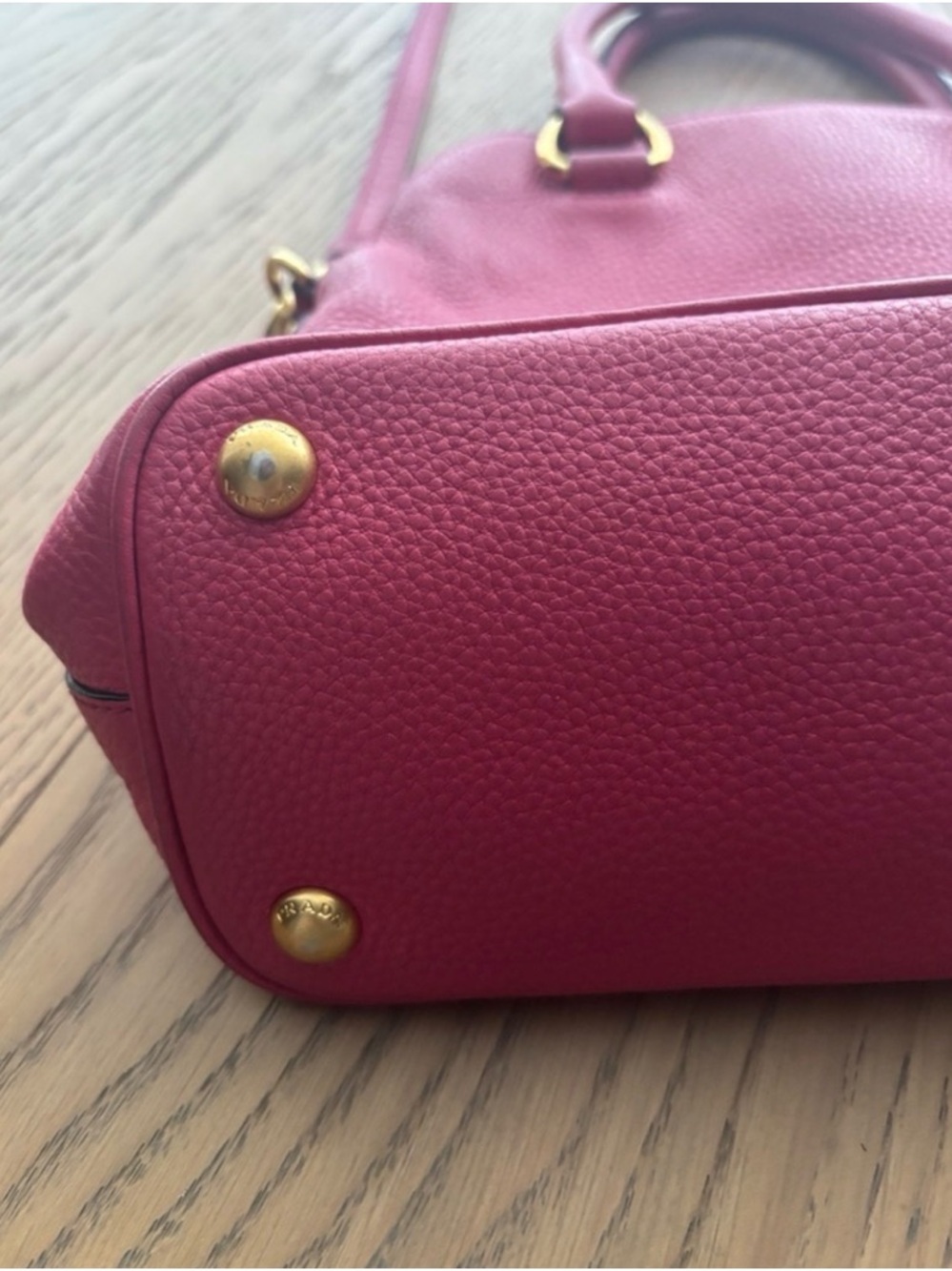 Prada Pink Pebbled Leather Crossbody Satchel with Gold Hardware - Picture 6 of 14